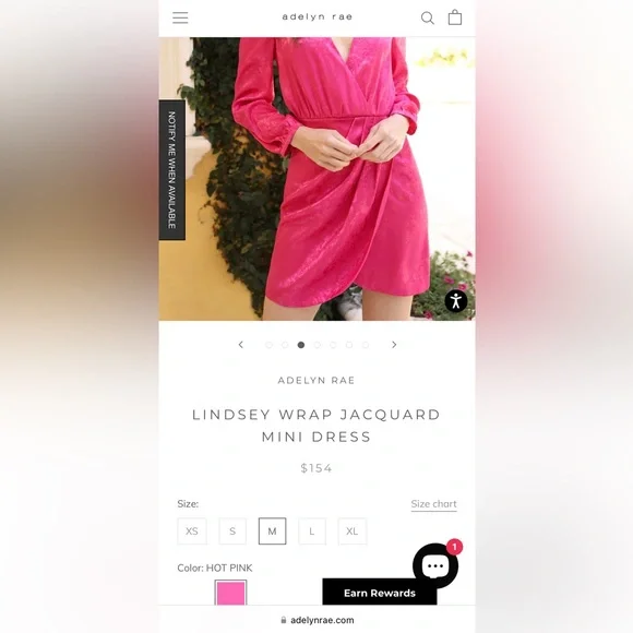 🌸ADELYN RAE💗hot pink silk floral Lindsey Wrap Jacquard Mini wrap Dress NWT - Picture 4 of 16